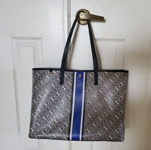 TORY BURCH Gemini Link Tote Handbag Gray Navy